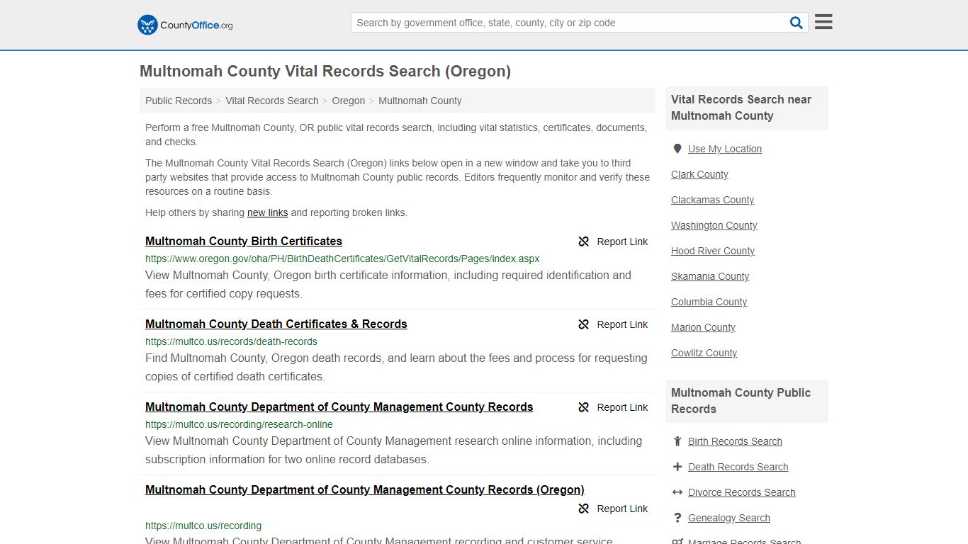 Vital Records Search - Multnomah County, OR (Birth, Death ...