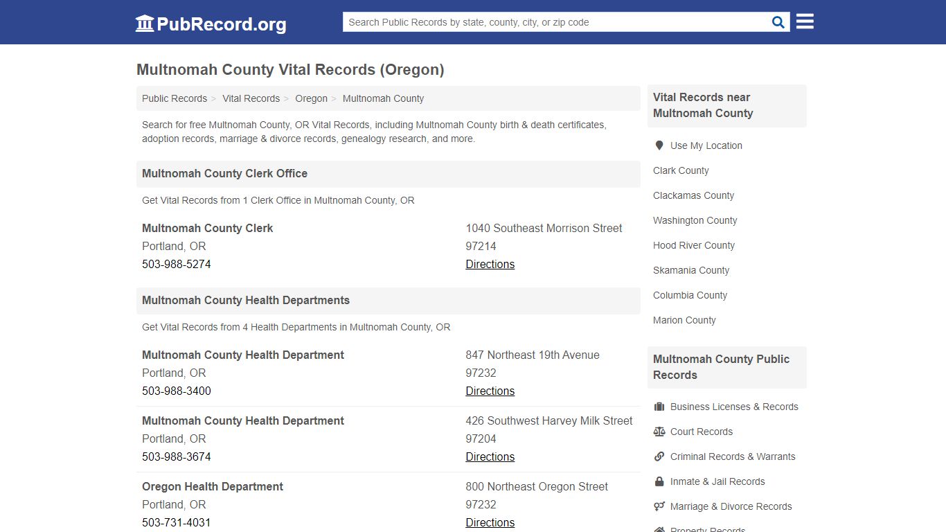 Free Multnomah County Vital Records (Oregon Vital Records)